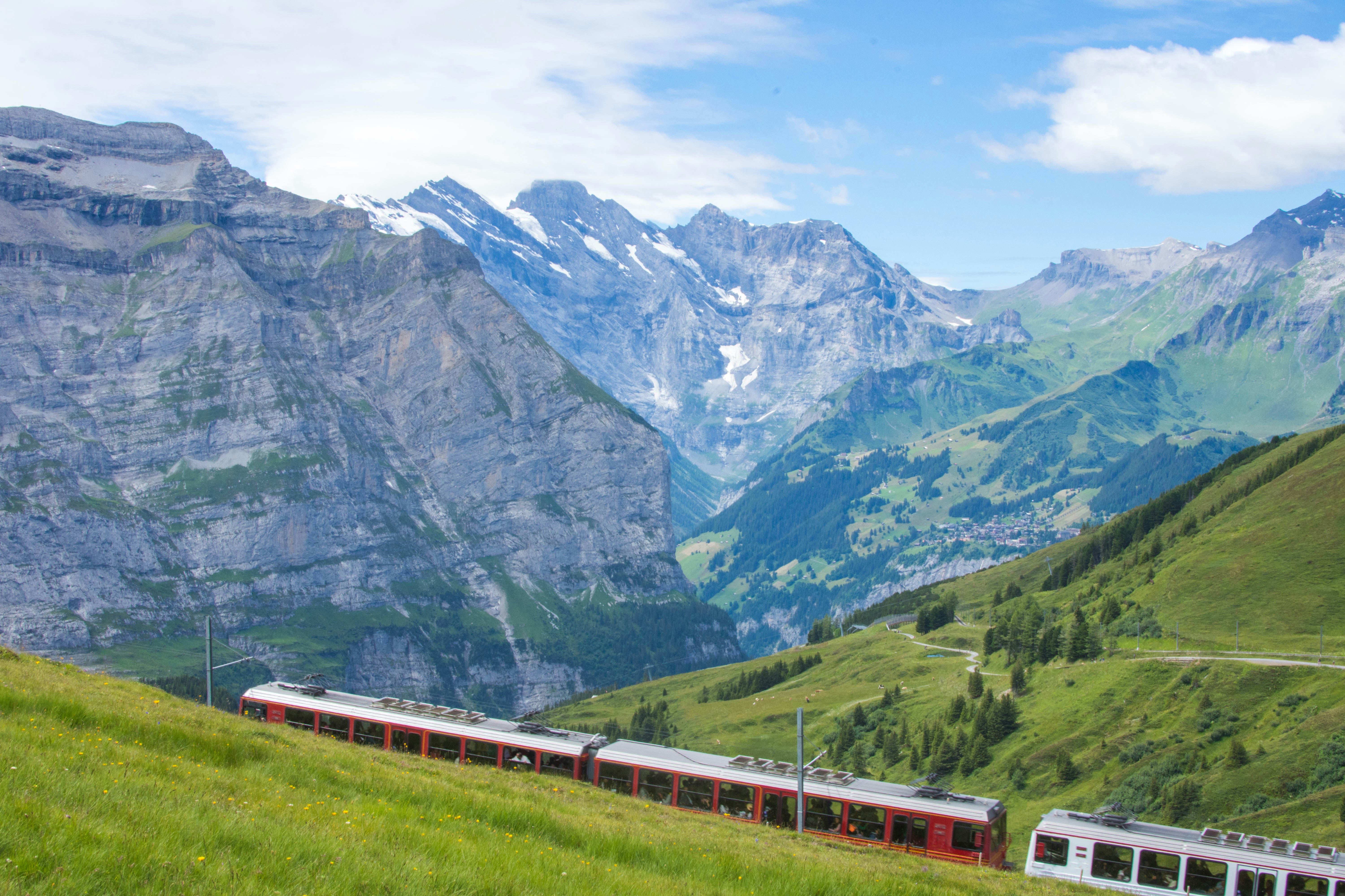 Vintage luxury train at refined platform — Europe by rail