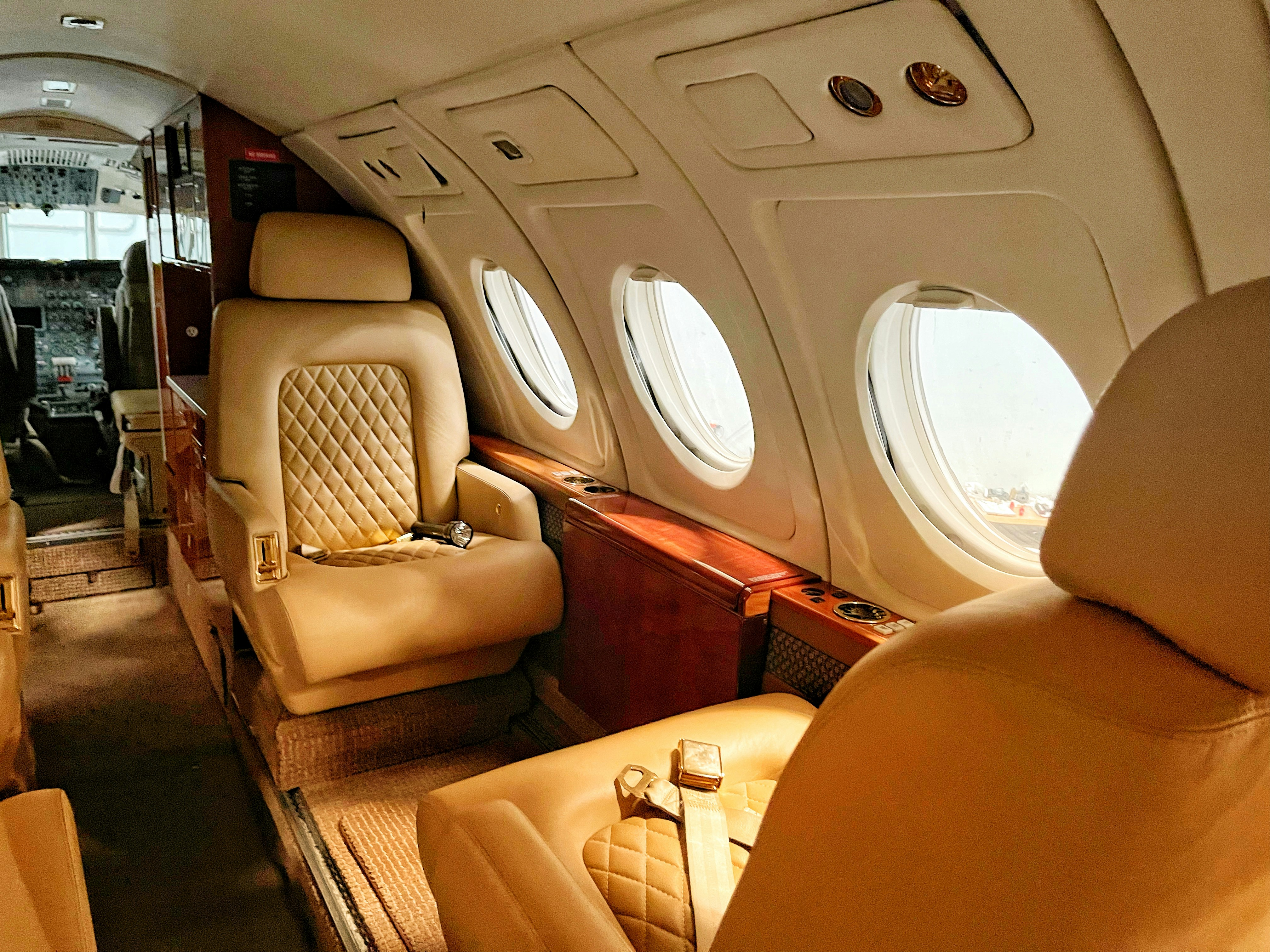 Refined aerial view — private jet without flashiness