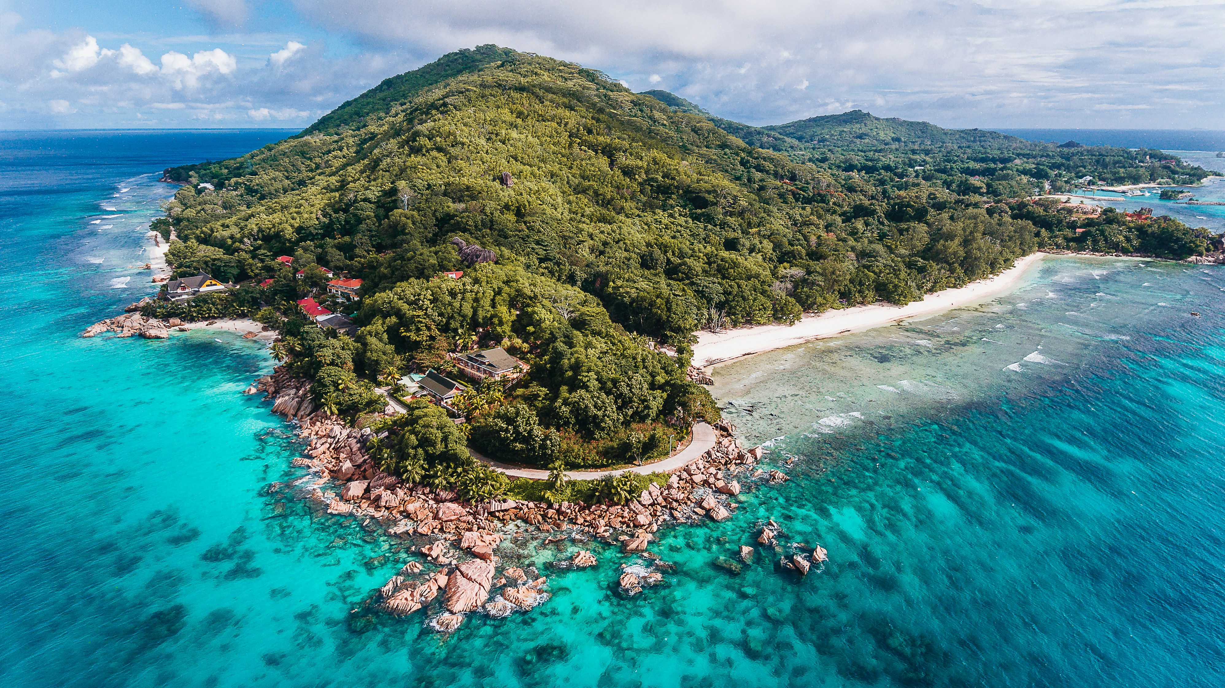 Seychelles granite boulders on tropical beach